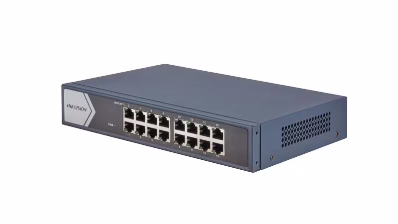 HIK-DS-3E0516-E(B)(O-STD) SWITCH NO ADMINISTRABLE 16 PTS 10/100/1000 METAL DE RACK  HIKVISION