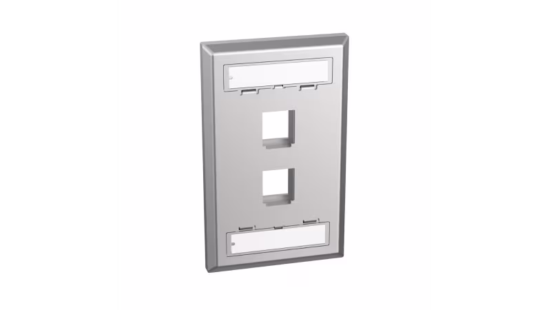 NKF2S PLACA  2 PUERTOS EN ACERO INOXIDABLE CON CUBIERTA PARA ETIQUETAS