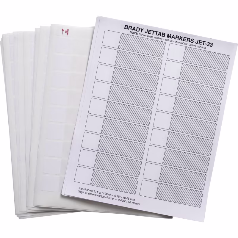 BR-JET-33-117-1 ETIQUETA PRECORTADAS VINIL AUTOLAMINADA 3.75inH x 0.95inW BLANCA BRADY