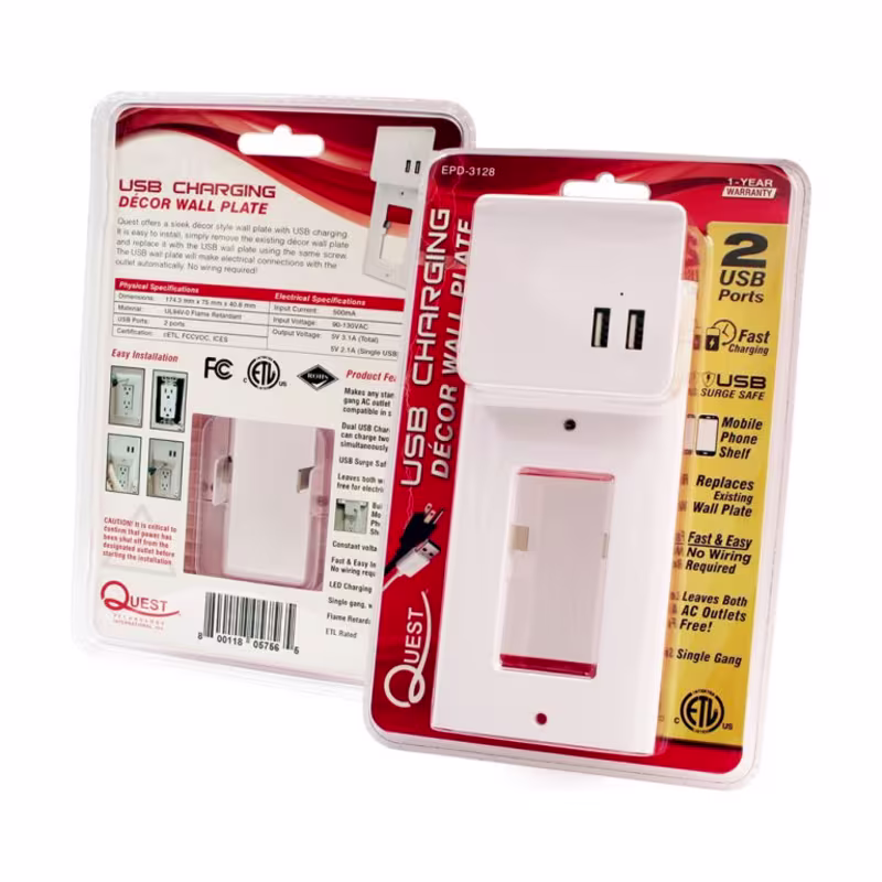 EPD-3028 PLACA DE PARED CON DOBLE CARGADOR USB