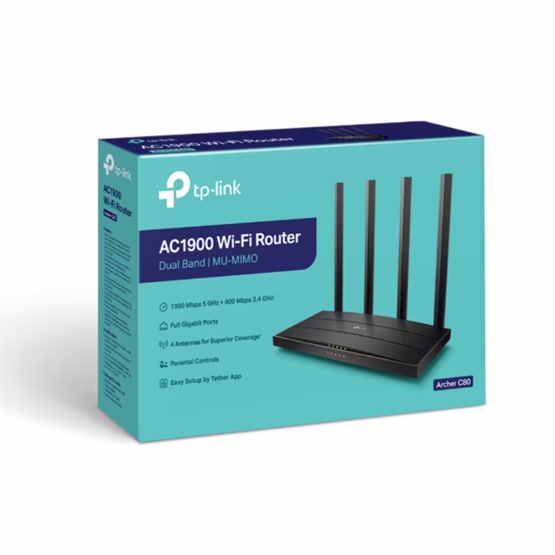 ARCHER C80 ROUTER INALAMBRICO DUAL BAND AC 1900, 1 PTO. WAN + 4 PTOS. LAN GIGABIT