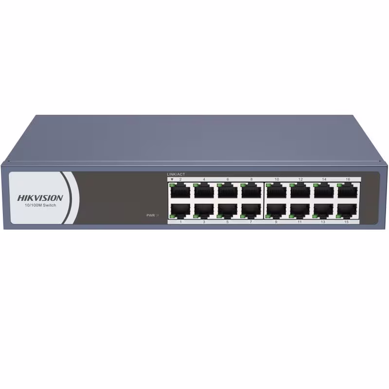 HIK-DS-3E0116R-O(O-STD) SWITCH NO ADMINISTRABLE 16 PTS 10/100 METAL DE RACK HIKVISION