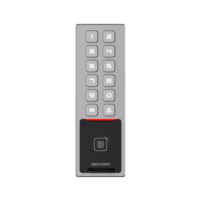 DS-K1T805MBFWX BIOMETRICO HUELLA 3000 HUELLAS 10000 TARJETAS WIFI IP65 IK08 CONTACTO DE PUERTA Y BOTON DE SALIDA