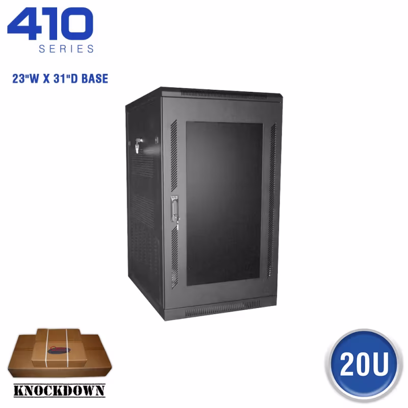 FE4119-20-02K GABINETE DE PISO 20RU,NEGRO,PTA ACRILIC,DESARM