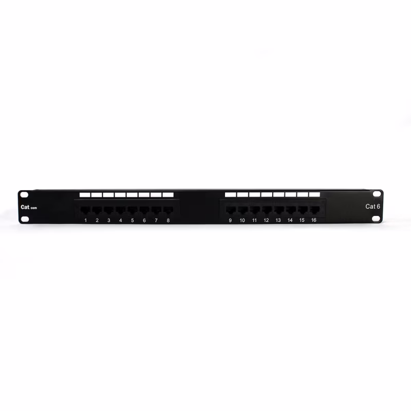 PP6016 PATCH PANEL CAT6 16 PUERTOS, BLOCK 110 C/BARRA DE ALIVIO, CATCOM