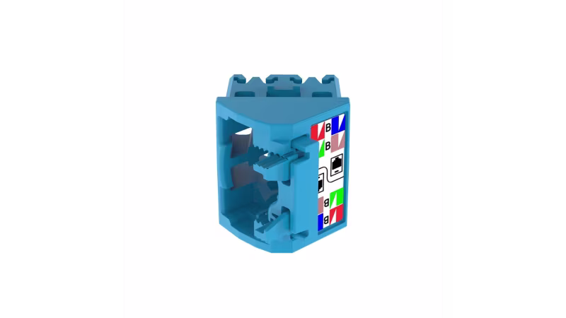 CJLRCAPBU-X  BLOQUE TG P-JACK CAT6A IZ.-DER. 45 GRADOS AZUL 