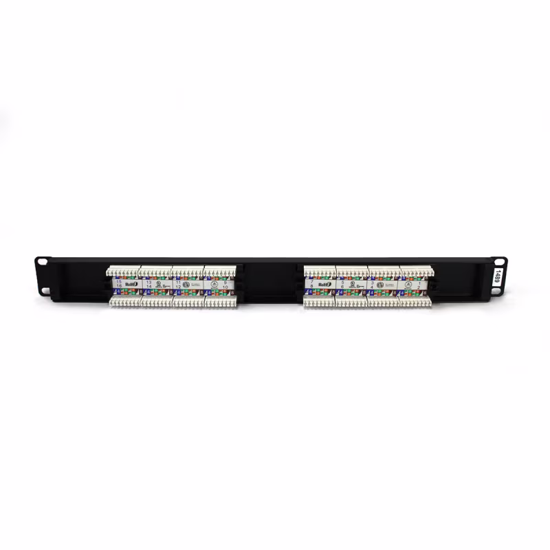 PP6016 PATCH PANEL CAT6 16 PUERTOS, BLOCK 110 C/BARRA DE ALIVIO, CATCOM