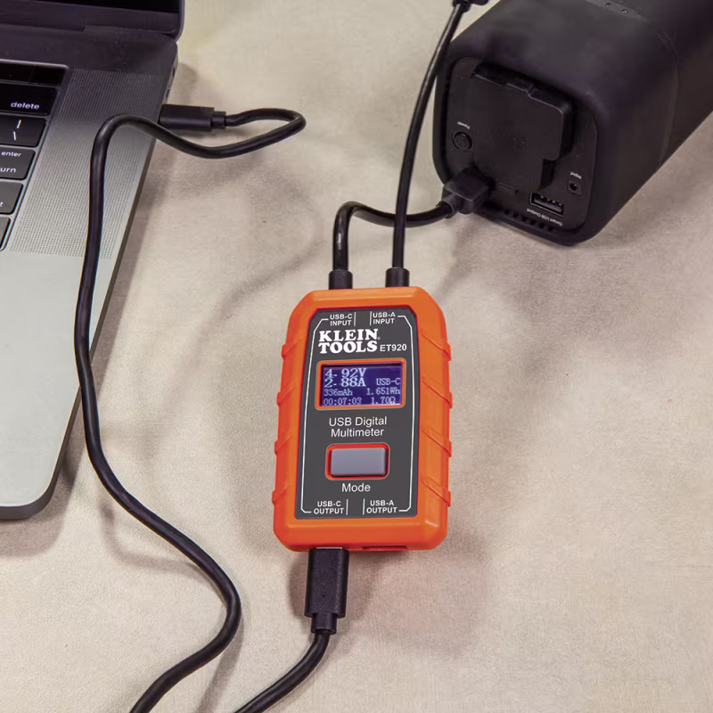 Klein ET920: Medidor Digital USB para V/A/W y capacidad