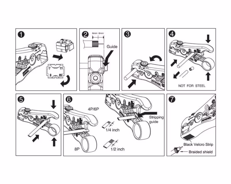 UST-525 HERRAMIENTA PELADORA DE CABLE RG6, R7, RG11, RG59, CON TOPE, JONARD