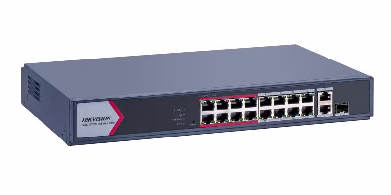 DS-3E1318P-EI/M SWITCH NO ADMINISTRABLE 16 PTS 10/100 POE 130W 8 PTS A 300 METROS HPP Cloud HIKVISION