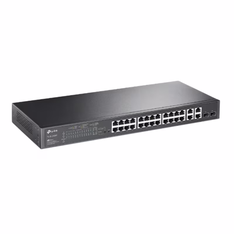 SG2428P SWITCH 28 PUERTOS GIGABIT ADMINISTRABLE POE+ 4 RANURAS SFP, TP-LINK