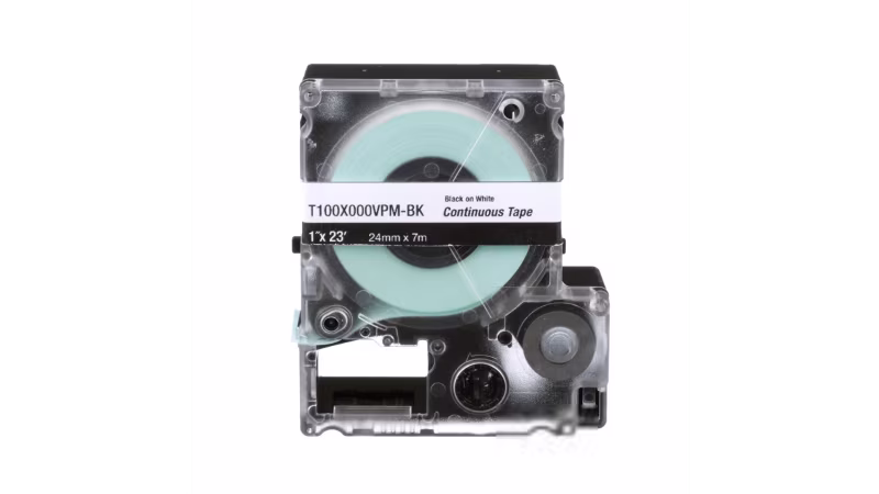 T100X000VPM-BK ETIQUETA CONTINUA VINIL 1.0"W x 23 ft.L NEGRO S/BLANCO, PANDUIT