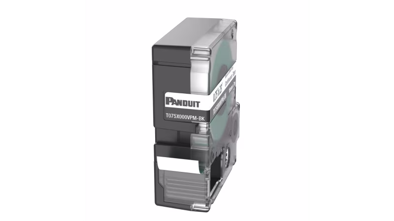 T075X000VPM-BK ETIQUETA CONTINUA VINIL  0.75"W x 23'L NEGRO S/BLANCO, PANDUIT 