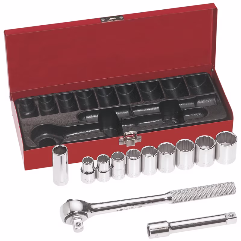 Klein 65510: Juego Llaves Vaso 1/2" Industrial Cr-V, 12 Pzas