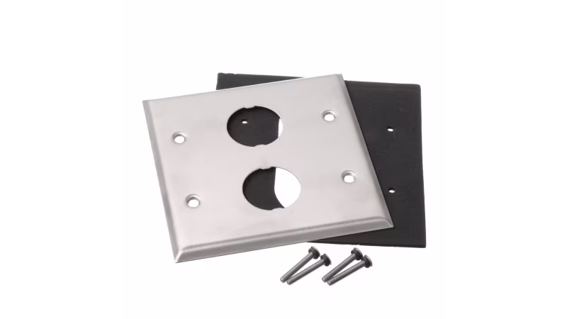 IAEFP2-2G PLACA CUADRADA 4X4 ACERO, DOS SALIDAS P/ADAPATADORES INDUSTRIALNET