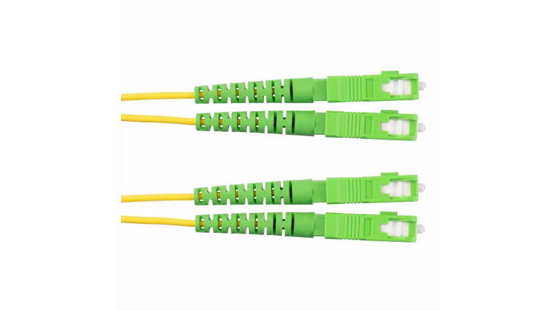 F923RANANSNM001 OS2 2 Fiber 3mm Jacket Patchcord Riser SC-APC Duplex to SC-APC Duplex Std. IL - 1m