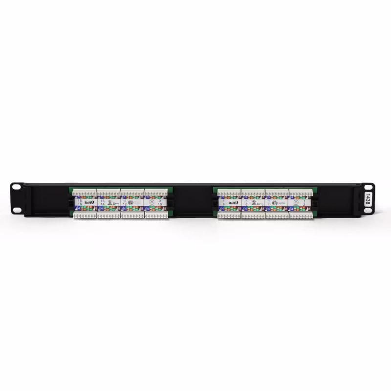 PP5016 PATCH PANEL CAT5E 16 PUERTOS, BLOCK 110 C/BARRA DE ALIVIO, CATCOM