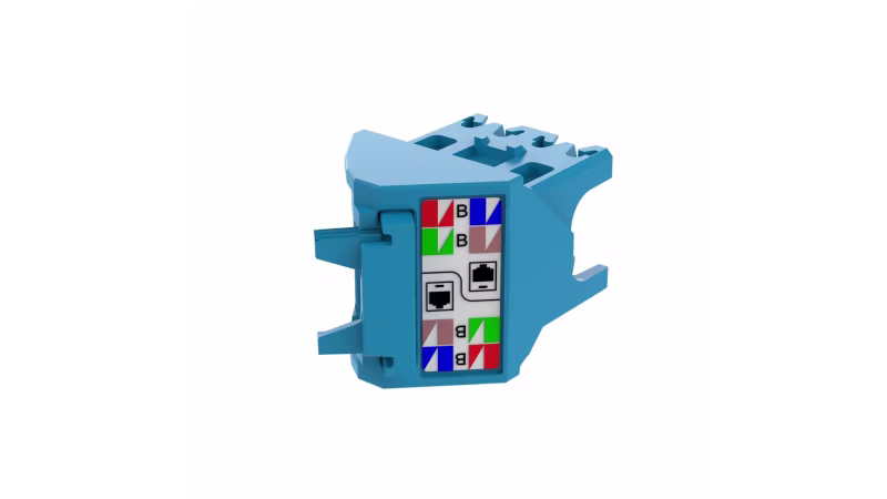 CJLRCAPBU-X  BLOQUE TG P-JACK CAT6A IZ.-DER. 45 GRADOS AZUL 