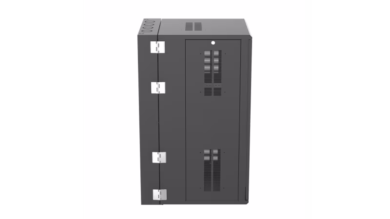 PZWMC2630W Gabinete para montaje en pared 26U, 30" de profundidad, negro, abatible