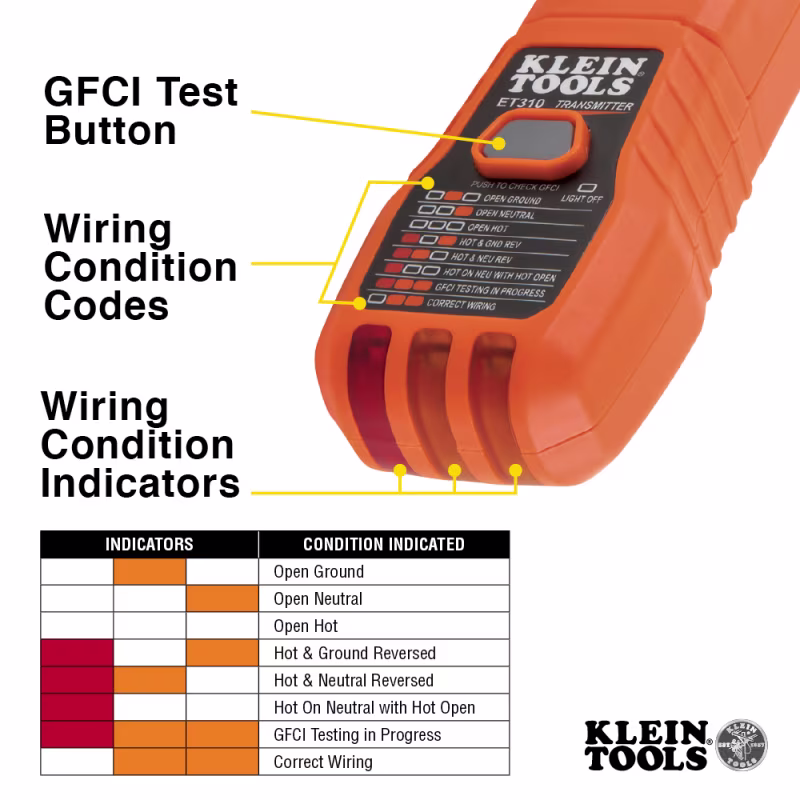 ET310 TESTER RASTREADOR DE BREAKERS CON PROBADOR GFCI DE TOMACORRIENTES