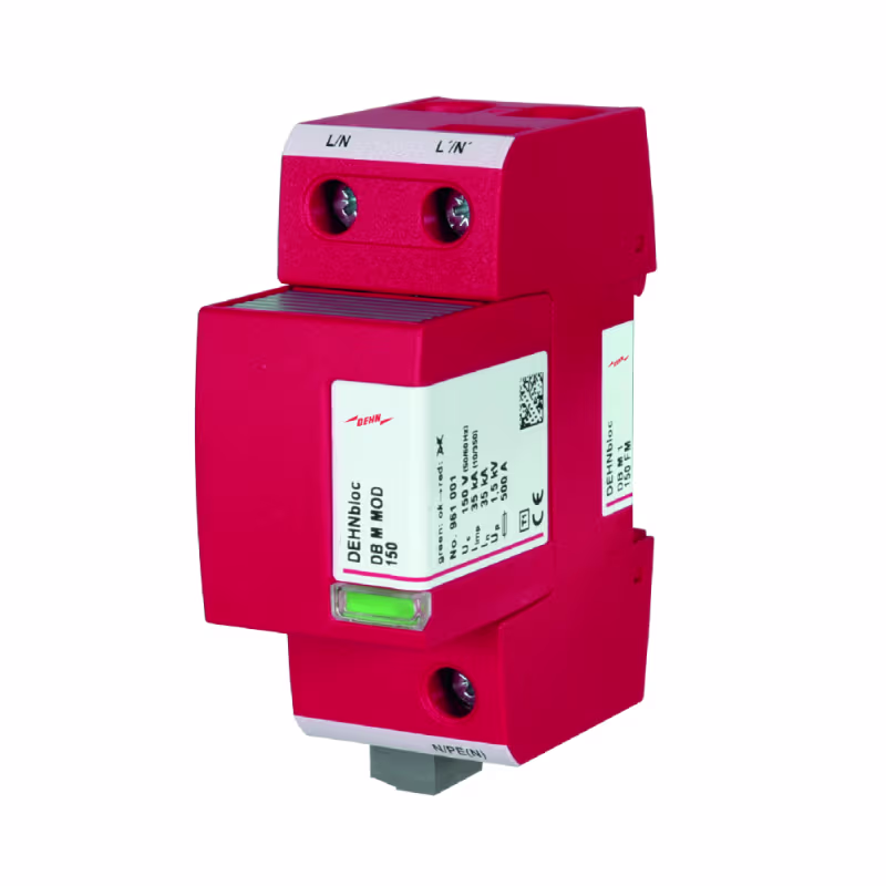 961115 SUPRESOR DE TRANSIENTES TIPO 1 120V 60HZ Ip 35kA, Vmax 150V, CAPACIDAD 2 MÓDULOS, UNIPOLAR, INC. BASE