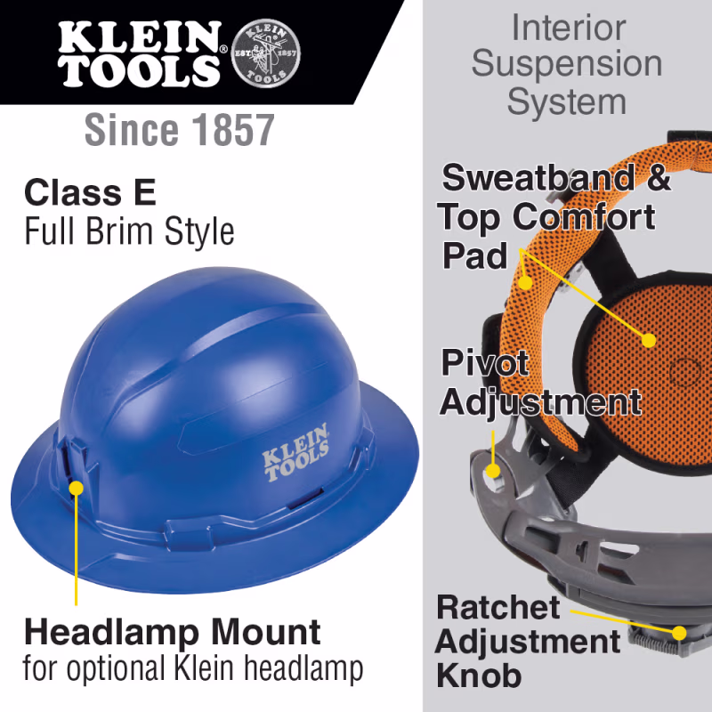 Casco Seguridad Klein 60249 Tipo Cachucha, ANSI/ISEA Z89.1, Azul