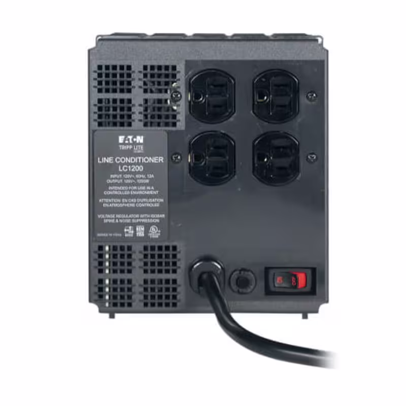 LC1200 REGULADOR ACONDICIONADOR DE VOLTAJE AVR CON PROTECCIÓN DE PICOS 1200W, 120V, 4 SALIDAS