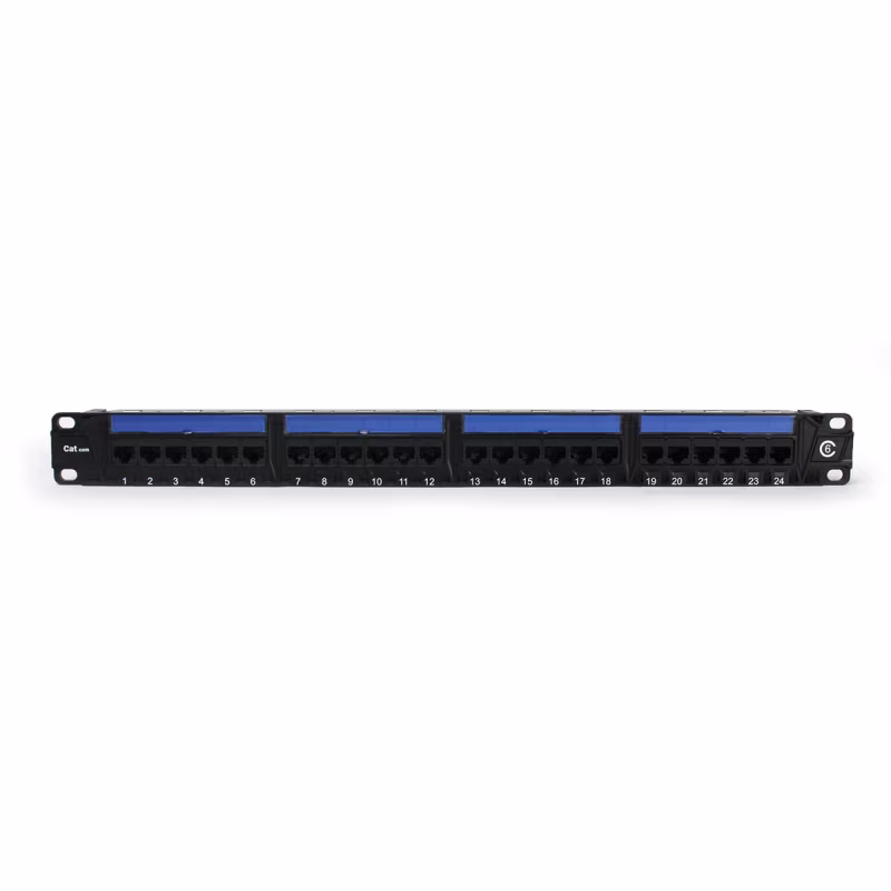 PP6024 PATCH PANEL CAT6 24 PUERTOS, BLOCK 110 C/BARRA DE ALIVIO, CATCOM
