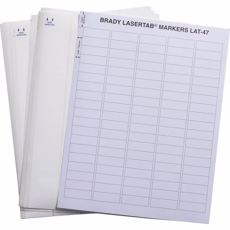 BR-LAT-47-707-10 ETIQUETA PRECORTADA POLIESTER 0.5inH x 1.5inW BLANCA P/IMPRESORA LASER BRADY