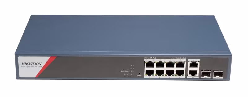 DS-3E1512HP-SI-8P2T2F(O-STD) SWITCH ADMINISTRABLE 8 PTS + 2 PTS SFP 10/100/1000 FULL POE 300 METROS 130W METAL DE RACK