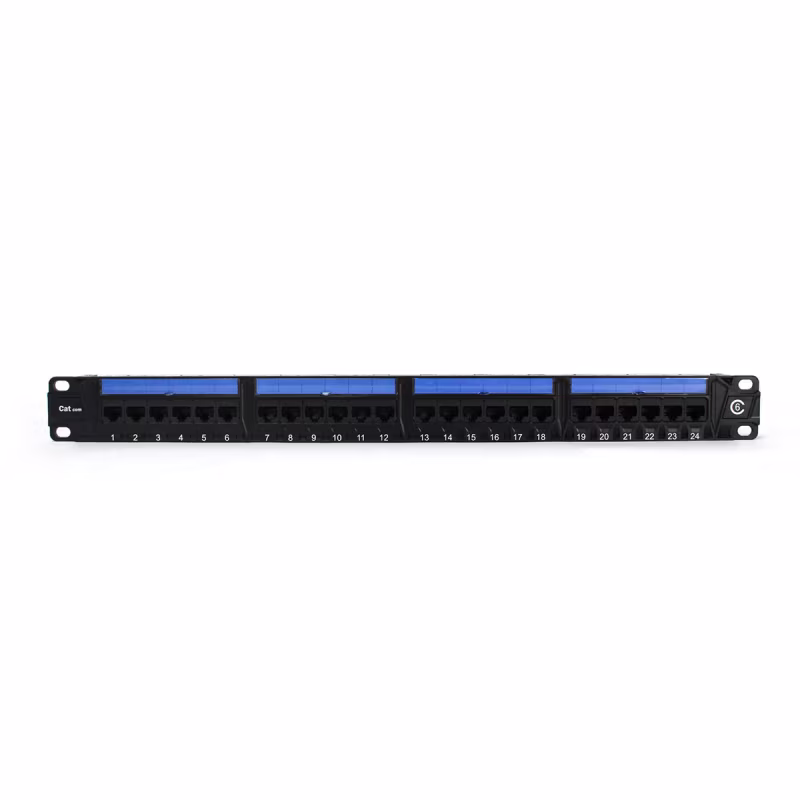 PP6024 PATCH PANEL CAT6 24 PUERTOS, BLOCK 110 C/BARRA DE ALIVIO, CATCOM