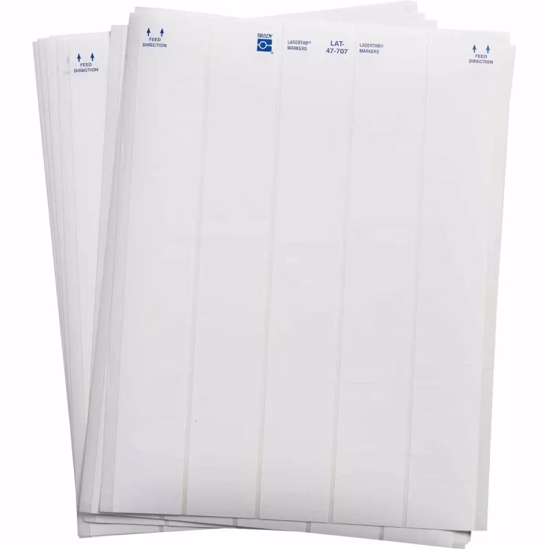 BR-LAT-47-707-10 ETIQUETA PRECORTADA POLIESTER 0.5inH x 1.5inW BLANCA P/IMPRESORA LASER BRADY