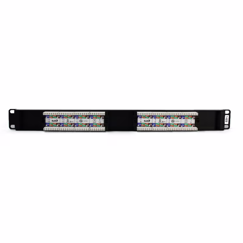 PP6016 PATCH PANEL CAT6 16 PUERTOS, BLOCK 110 C/BARRA DE ALIVIO, CATCOM