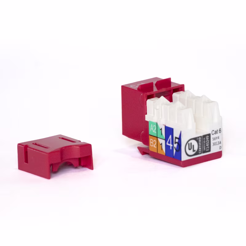 KJ6-11003 KEYSTONE JACK CAT6 RJ45 COLOR ROJO, CATCOM