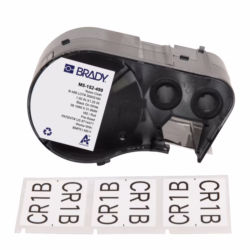 M5-152-499 CARTUCHO DE ETIQUETAS NYLON 1.25inH x 1.5inW NEGRO S/BLANCO BRADY