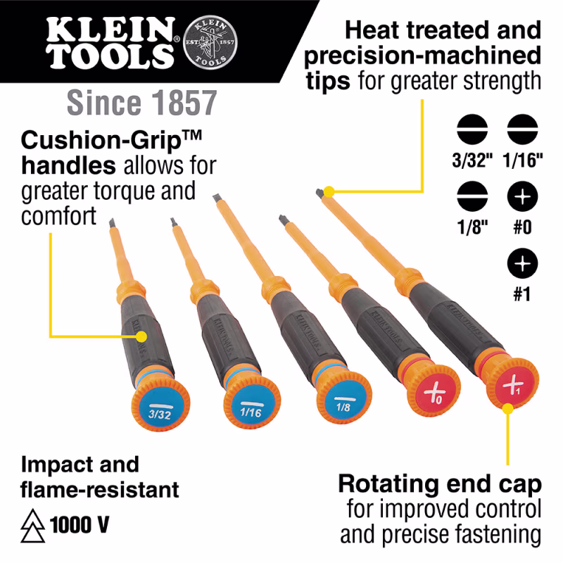85615INS Juego de desarmadores de precisi�n con aislamiento, 5 piezas