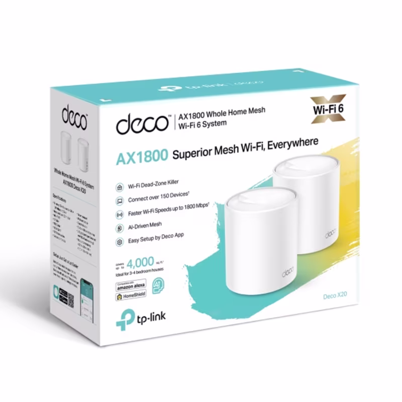 DECOX20 2PACK  AX1800 SISTEMA MESH WIFI 6 PARA COBERTURA AMPLIA 1800MBPS