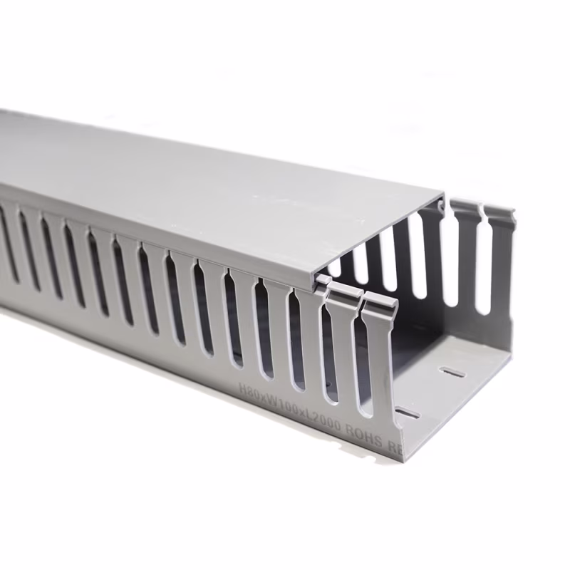 RPD100808 CANALETA PVC RANURADA 4" X 3" X 2MTS CON SEPARACION DE 8MM COLOR GRIS, CATCOM