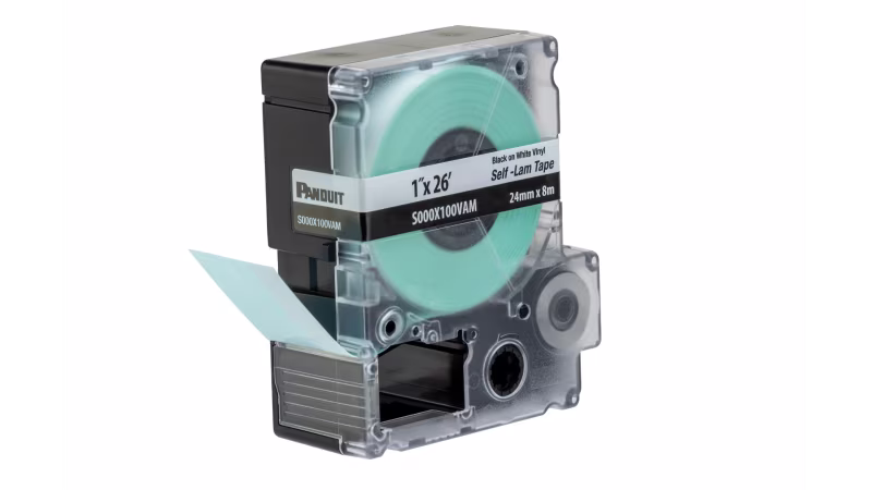 S000X100VAM CARTUCHO DE ETIQUETA VINIL AUTOLAMINADA 1.00" W x 26' L NEGRO S/BLANCO, PANDUIT