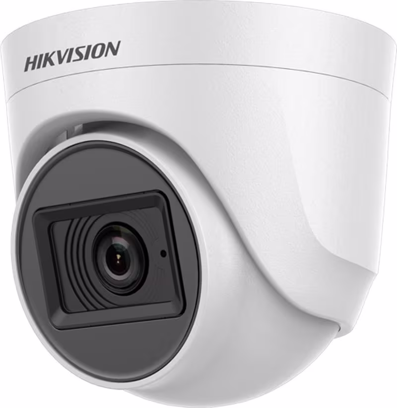 HIK-DS-2CE76H0T-ITPFS CÁMARA  TIPO DOMO TORRETA 5MP CARCASA PLÁSTICA  C/AUDIO P/INTERIORES