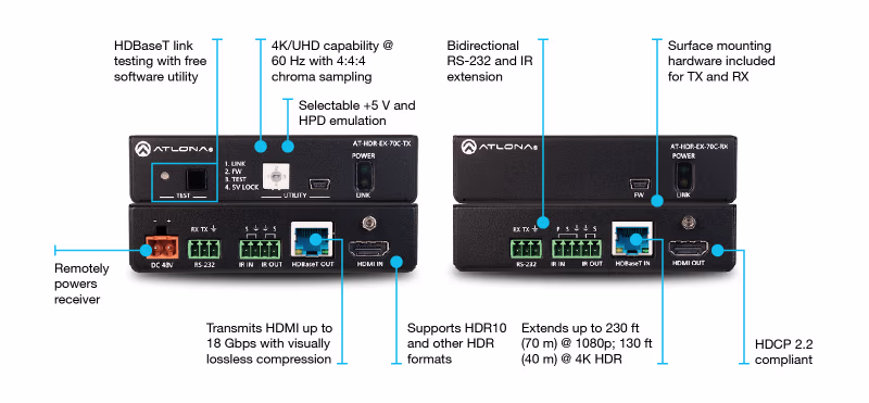 HDR-EX-70C-KIT EXTENSOR 4K HDR Y HDMI S/HDBaseT 60Hz ATLONA
