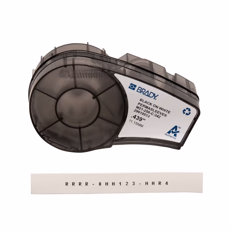 M21-250-C-342 CARTUCHO DE ETIQUETAS POLIOLIFENO TERMORETRACTIL 0.25inDia x 7ftL NEGRO S/BLANCO BRADY