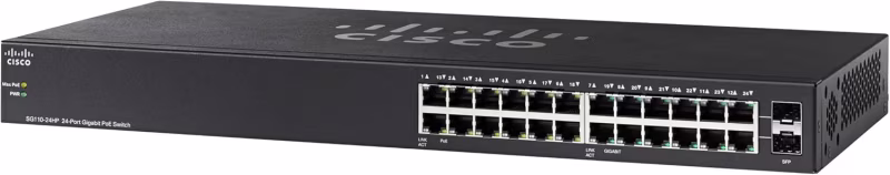 SG110-24HP-NA SWITCH 12 PUERTOS 10/100/1000Mbps NO ADMINISTRABLE +POE, CISCO