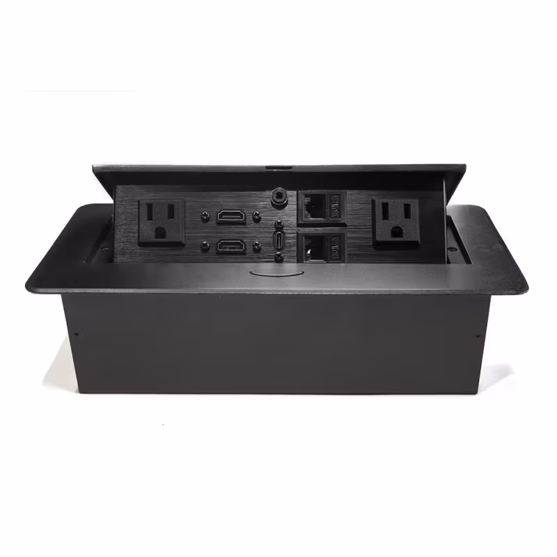 CDM-N5-15 CAJA DE MESA, 2 TOMACORRIENTES N5-15R CON 2 CONECTOR HDMI Y RJ45