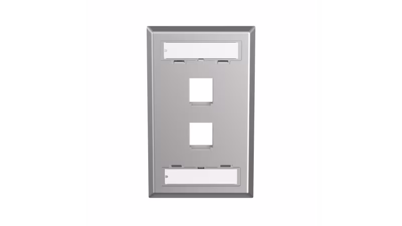 NKF2S PLACA  2 PUERTOS EN ACERO INOXIDABLE CON CUBIERTA PARA ETIQUETAS