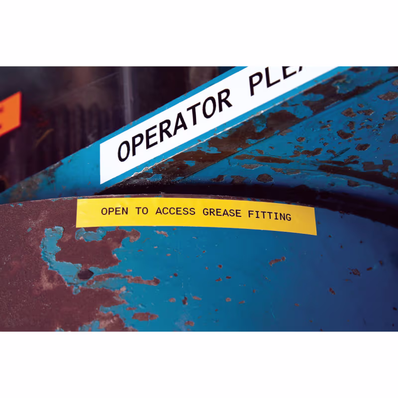 Cinta de etiquetas de vinilo con adhesivo permanente para todo tipo de clima con cinta de impresi�n para impresoras M4 M5 -0.375",Negro sobre amarillo