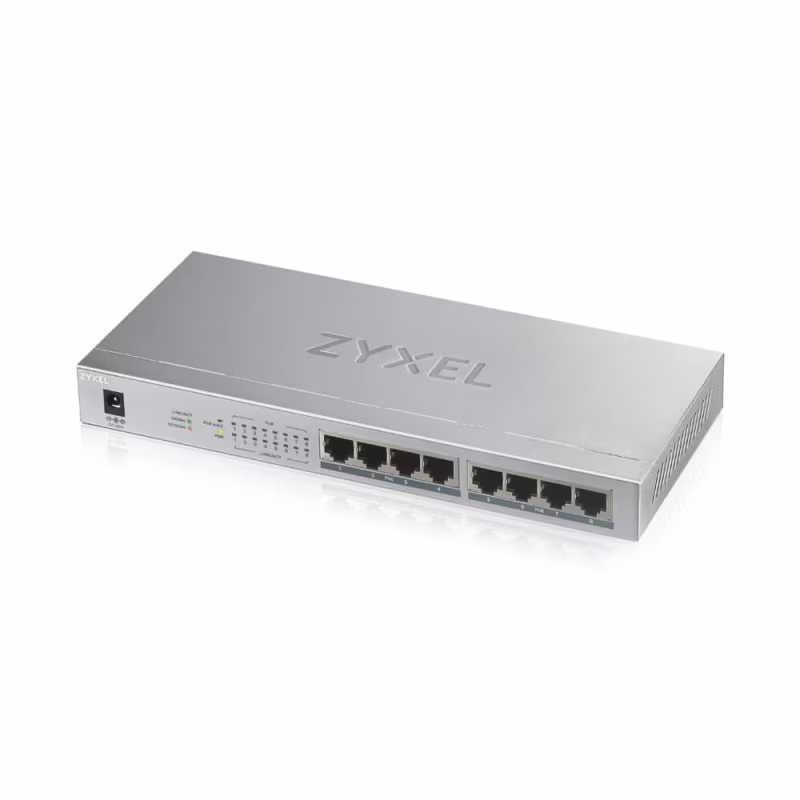 GS1008HP SWITCH 8 PUERTOS NO ADMINISTRABLE, GIGABIT + POE, 60W BUDGET, ZYXEL