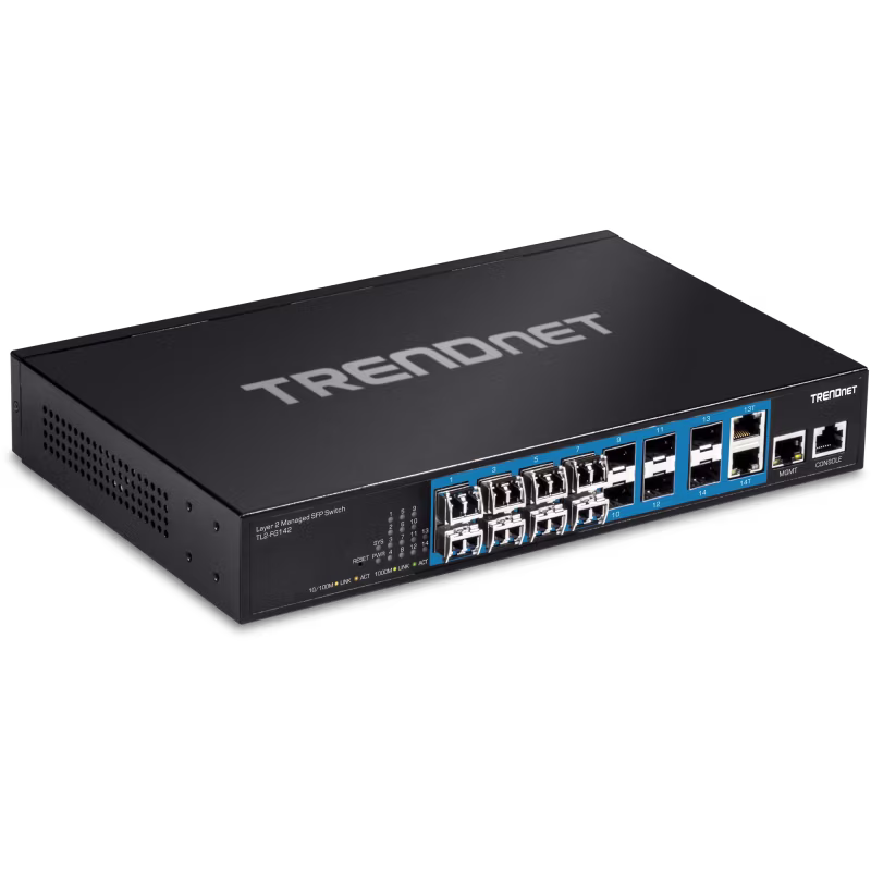 TL2-FG142 SWITCH 14 PUERTOS 100/1000Mbps ADMINISTRABLE 2SFP + 2RJ45, TRENDNET