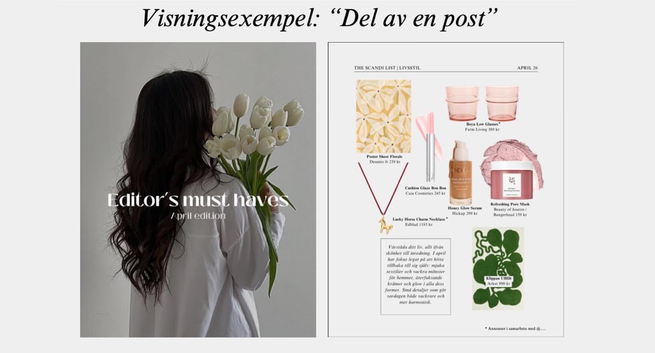Visningsexempel del av post