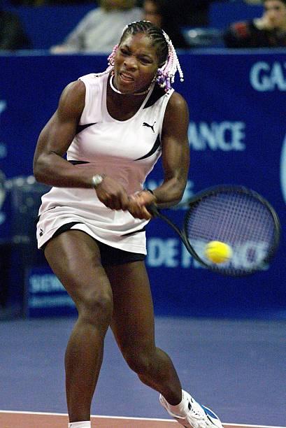 Serena Williams at Open Gaz de France 1999 Round 1 — white and black Puma outfit